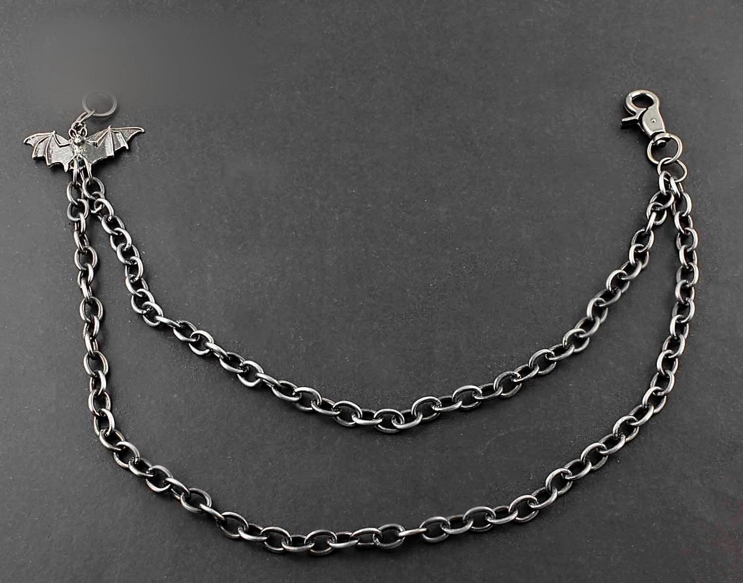 Solid Stainless Steel Bat Wallet Chain Cool Punk Rock Biker Trucker Wallet Chain Trucker Wallet Chain for Men
