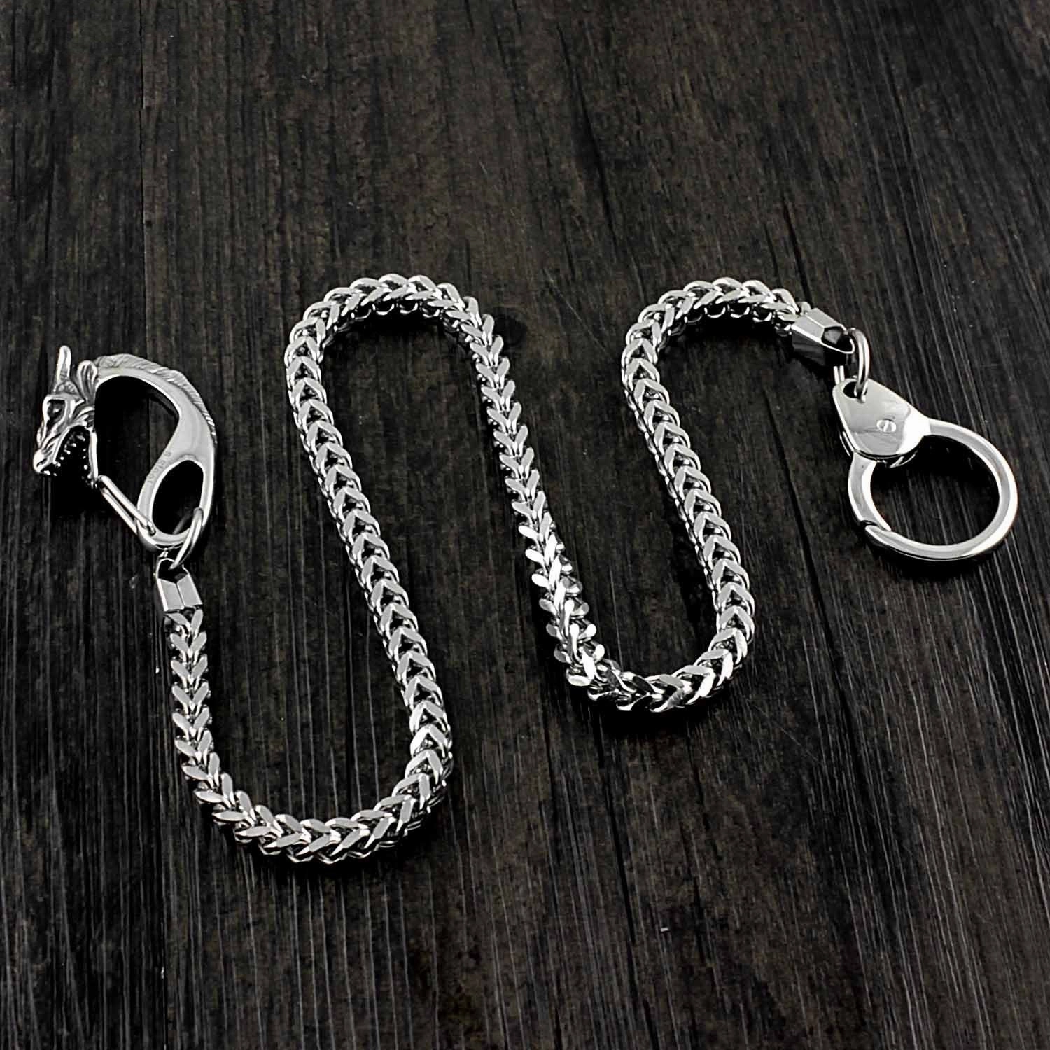 SOLID STAINLESS STEEL BIKER SILVER Dragon WALLET CHAIN LONG PANTS CHAIN jeans chain jean chain FOR MEN