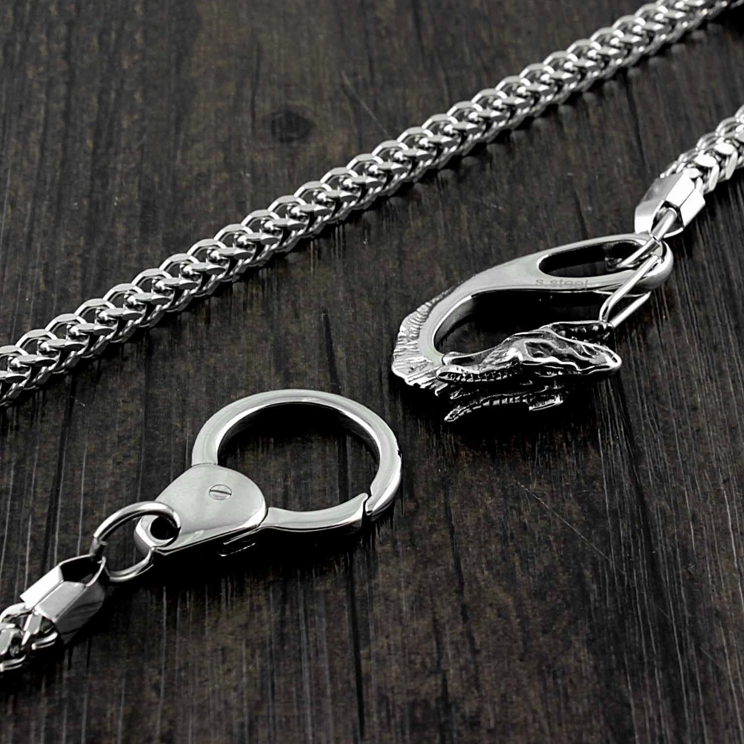 SOLID STAINLESS STEEL BIKER SILVER Dragon WALLET CHAIN LONG PANTS CHAIN jeans chain jean chain FOR MEN