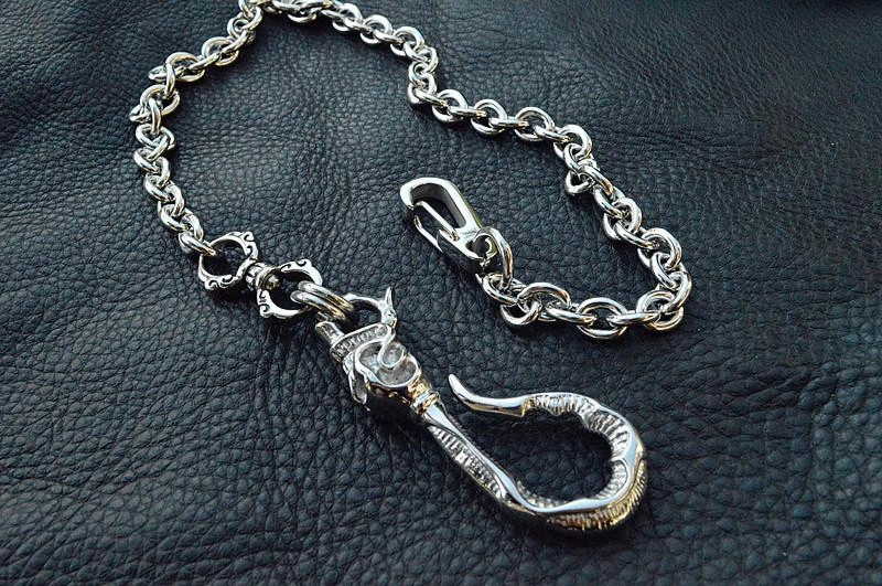 Solid Stainless Steel Cool Punk Rock Skull Wallet Chains Biker Wallet Chain Trucker Wallet Chain for Men