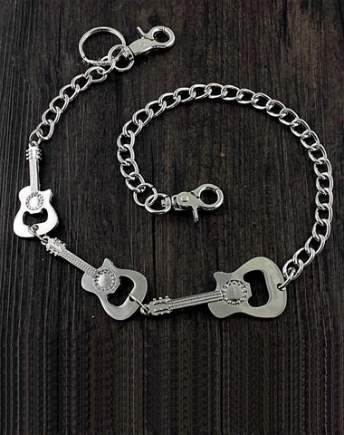 Solid Stainless Steel Guitar Wallet Chain Cool Punk Rock Biker Trucker Wallet Chain Trucker Wallet Chain for Men