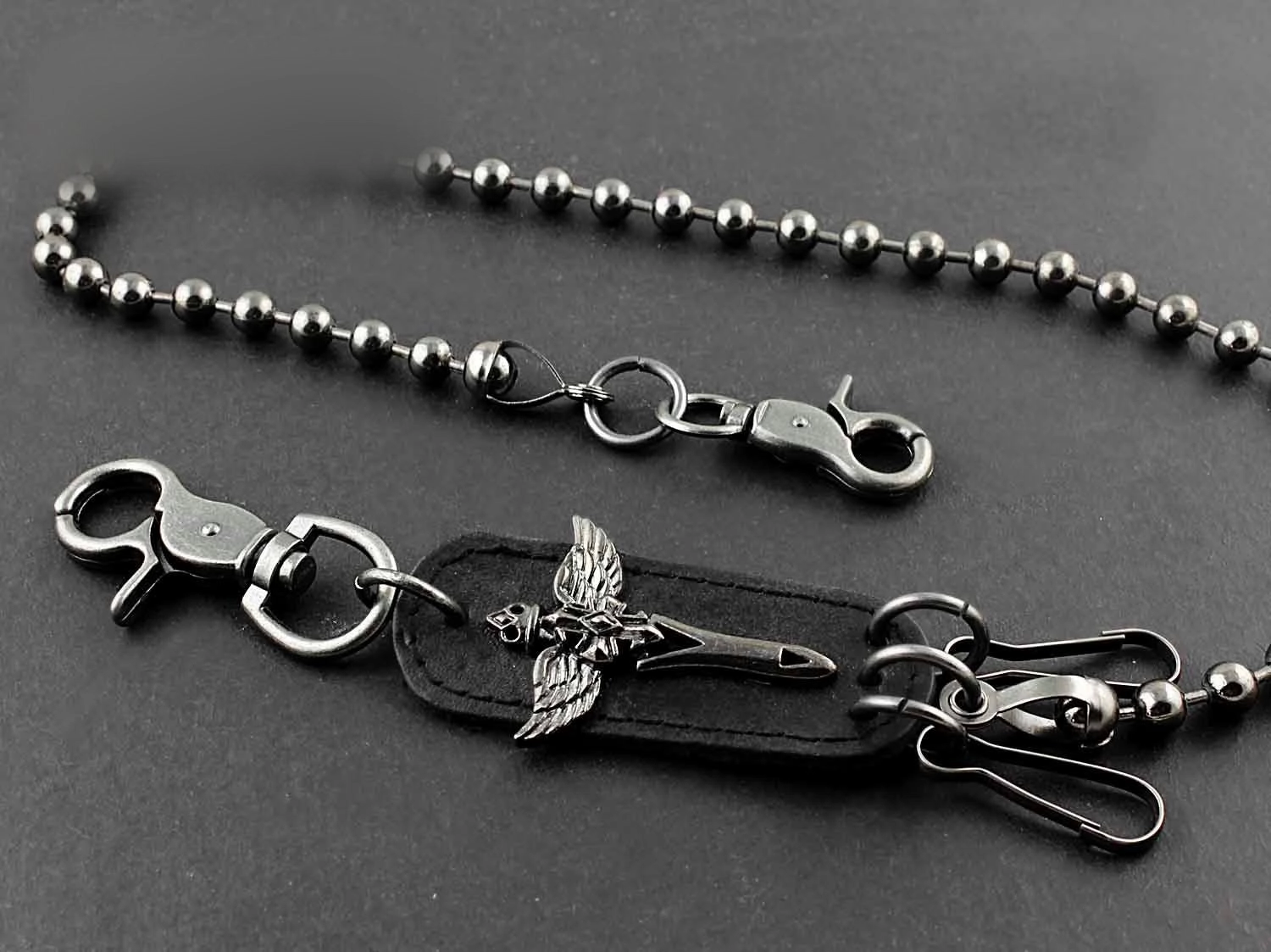 Solid Stainless Steel Long Bead Sword Wallet Chain Cool Punk Rock Biker Trucker Wallet Chain Trucker Wallet Chain for Men