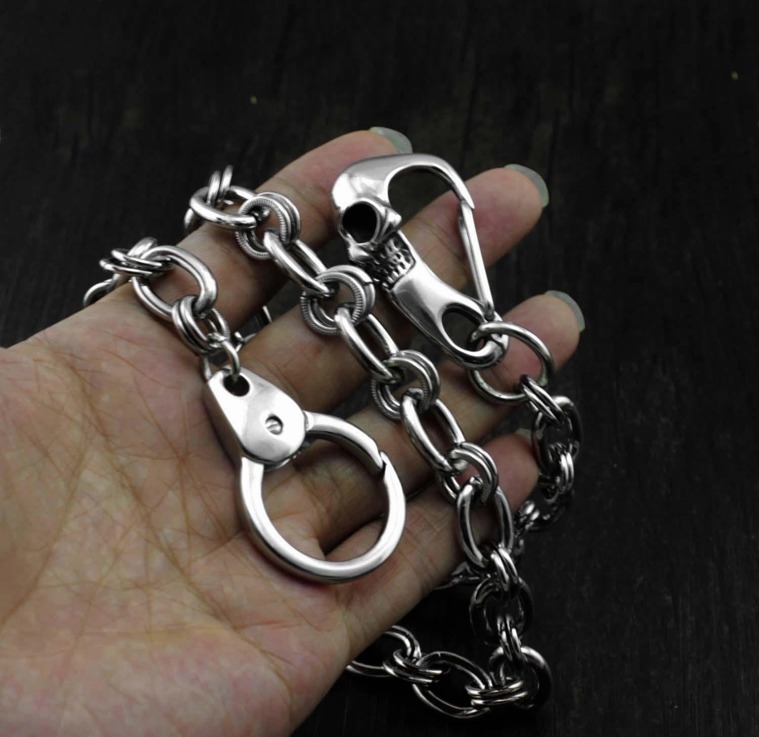 Solid Stainless Steel Long Skull Wallet Chain Cool Punk Rock Biker Trucker Wallet Chain Trucker Wallet Chain for Men
