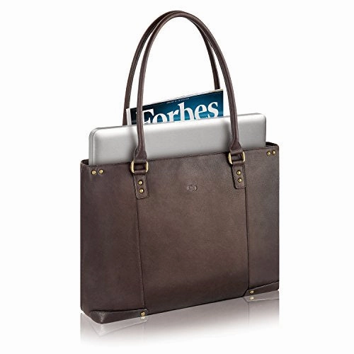 Solo Jay 15.6 Inch Leather Laptop Carryall Tote, Espresso