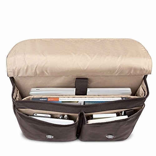Solo Warren 16 Inch Leather Laptop Briefcase, Espresso