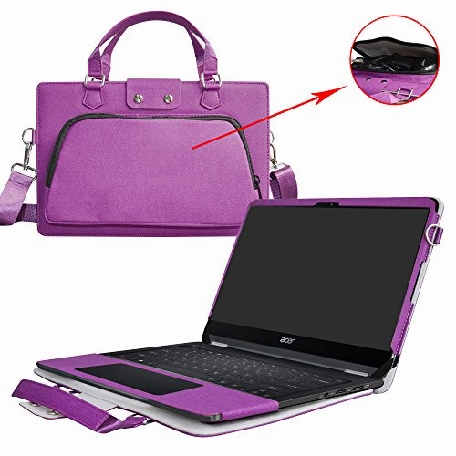 Spin 7 Case,2 in 1 Accurately Designed Protective PU Leather Cover   Portable Carrying Bag for 14" Acer Spin 7 SP714-51 Series Laptop,Purple