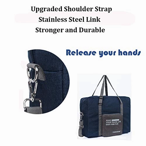 Spirit Airline Personal Item Carry-on Bag Unisex's Lightweight Foldable Duffel Travel Luggage Bag 18 X 14 X 8 inches(Blue with strap)