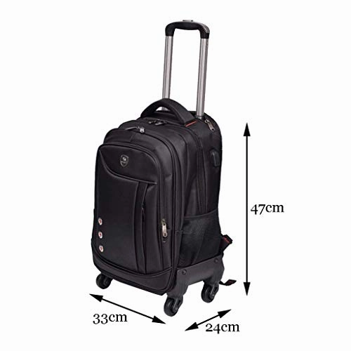 STATEGY Freewheel Wheeled Backpack Business Waterproof Travel Laptop Backpack, Carry-on Bag Perfect for Men and Women (Color : Black, Size : M)