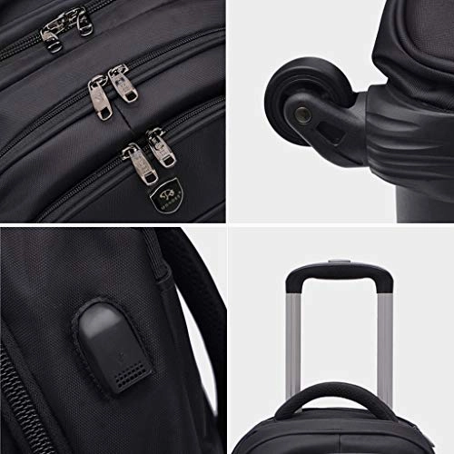 STATEGY Freewheel Wheeled Backpack Business Waterproof Travel Laptop Backpack, Carry-on Bag Perfect for Men and Women (Color : Black, Size : M)