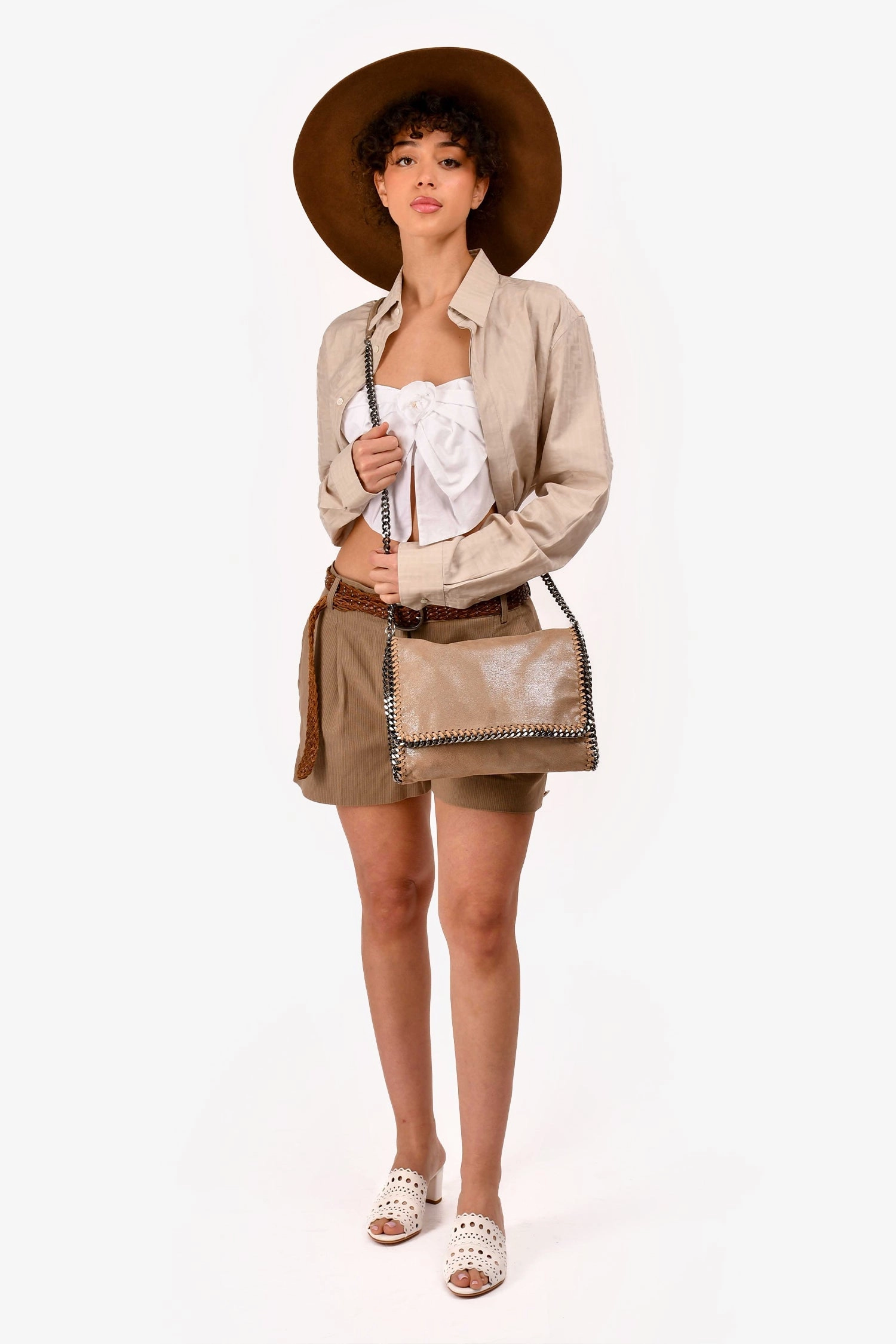 Stella McCartney Beige Suede Small 'Falabella' Crossbody