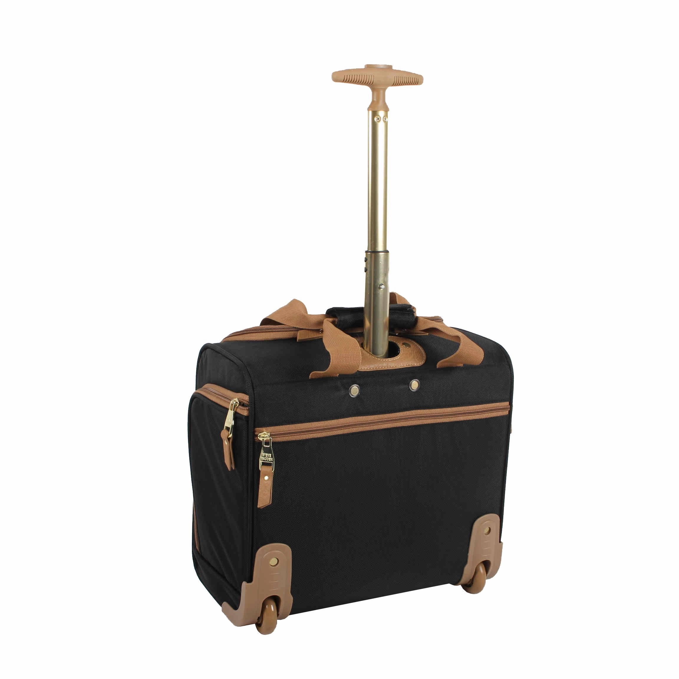 Steve Madden Luggage 3 Piece Softside Spinner Suitcase Set Collection (20"/28"/Under Seat Bag) (Harlo Black)