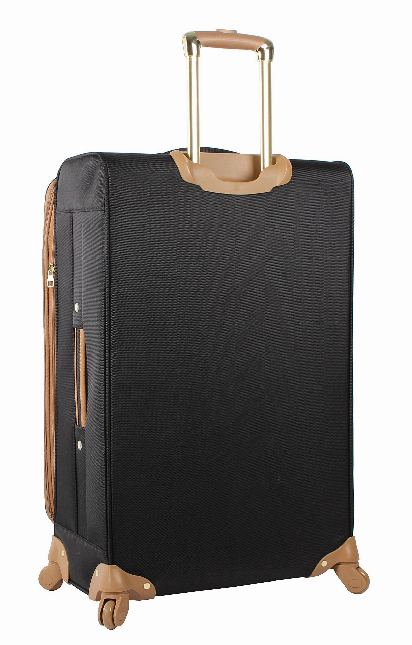 Steve Madden Luggage 3 Piece Softside Spinner Suitcase Set Collection (20"/28"/Under Seat Bag) (Harlo Black)