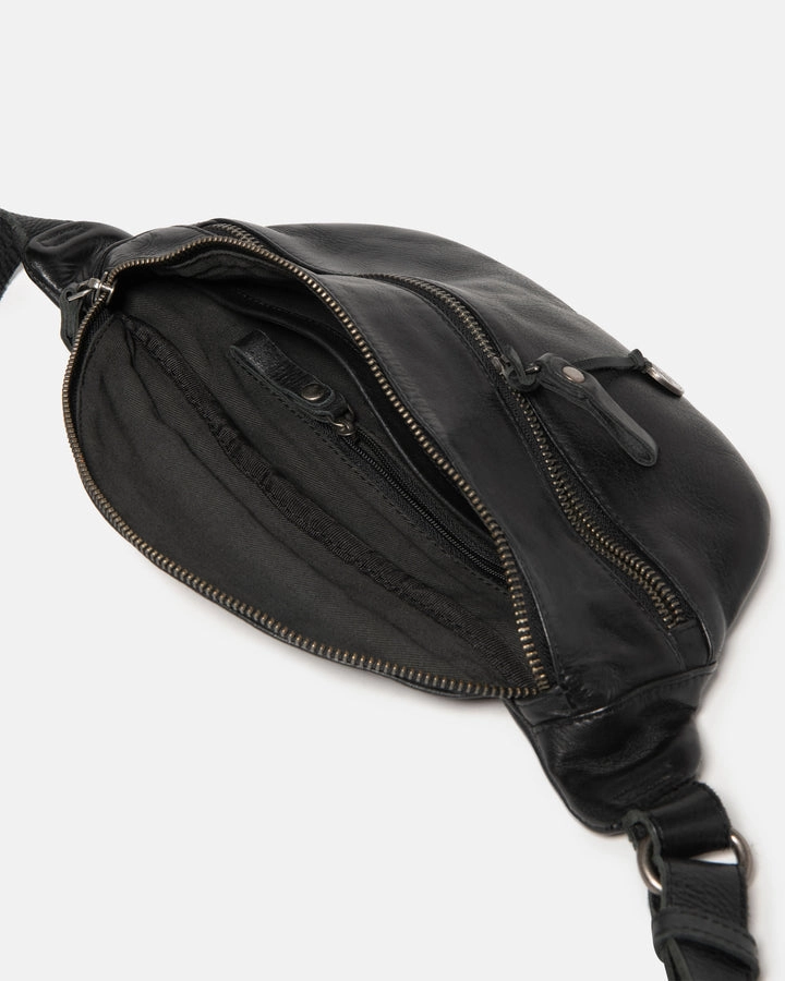 STITCH & HIDE LEATHER NEWTOWN SHOULDER CROSSBODY sling BAG BLACK - FREE WALLET POUCH