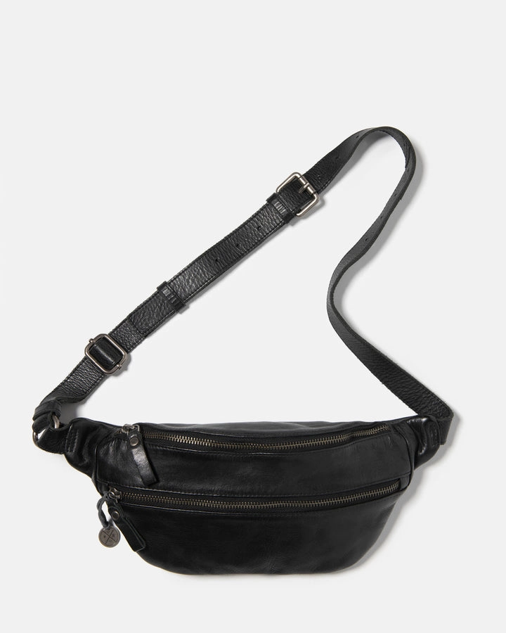 STITCH & HIDE LEATHER NEWTOWN SHOULDER CROSSBODY sling BAG BLACK - FREE WALLET POUCH