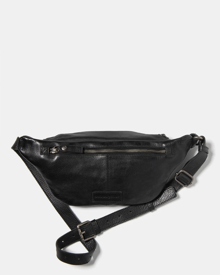 STITCH & HIDE LEATHER NEWTOWN SHOULDER CROSSBODY sling BAG BLACK - FREE WALLET POUCH
