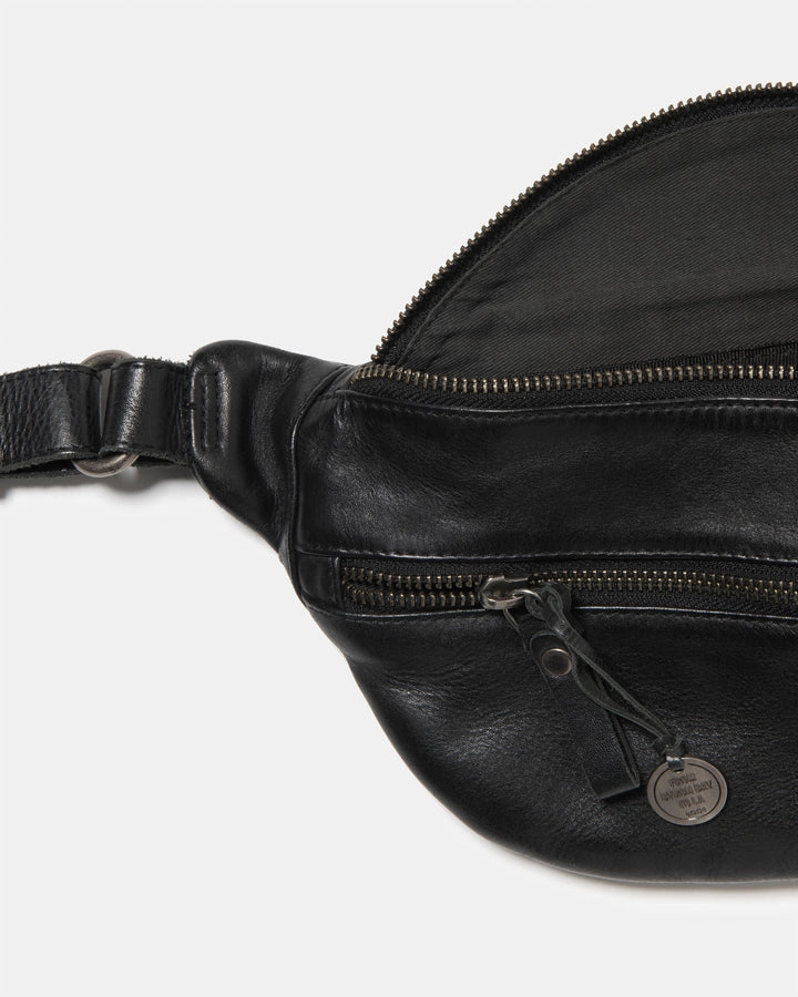 STITCH & HIDE LEATHER NEWTOWN SHOULDER CROSSBODY sling BAG BLACK - FREE WALLET POUCH