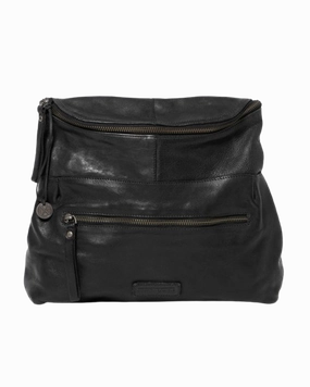 STITCH & HIDE WASHED LEATHER AVALON CROSSBODY BAG BLACK  - FREE WALLET POUCH