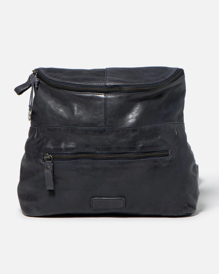 STITCH & HIDE WASHED LEATHER AVALON CROSSBODY BAG BLACK  - FREE WALLET POUCH