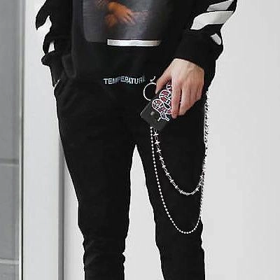Stylish Men's Womens Double Bead Stainless Steel Pants Chain Biker Wallet Chain For Men