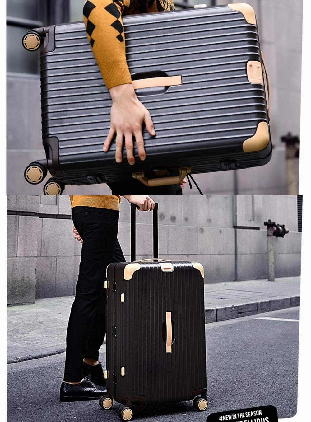 Suitcase, Aluminum Frame Trolley Case, Universal Wheel Luggage Code Suitcase High-Grade Aluminum Frame, Silver, 26 inch