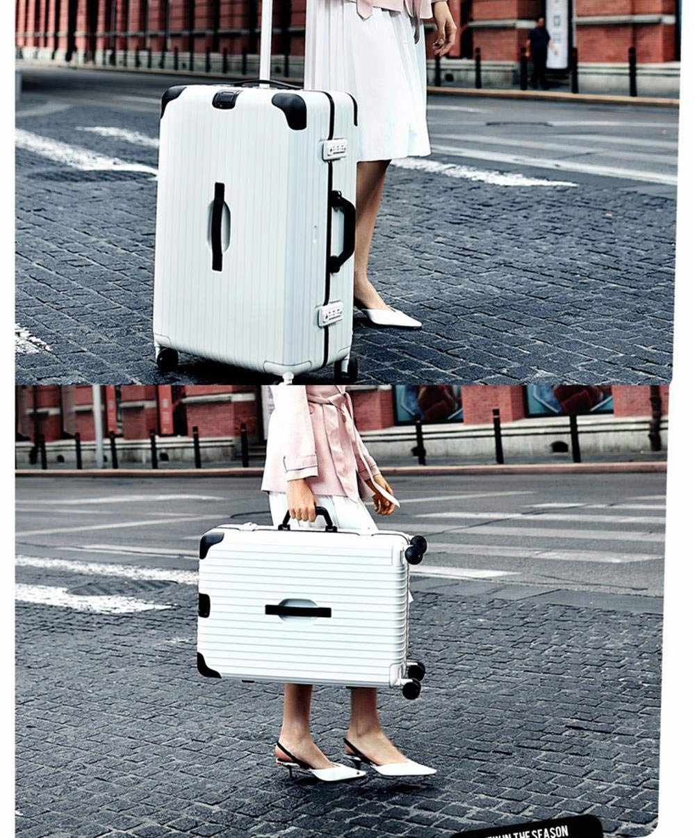 Suitcase, Aluminum Frame Trolley Case, Universal Wheel Luggage Code Suitcase High-Grade Aluminum Frame, Silver, 26 inch