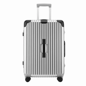 Suitcase, Aluminum Frame Trolley Case, Universal Wheel Luggage Code Suitcase High-Grade Aluminum Frame, Silver, 26 inch