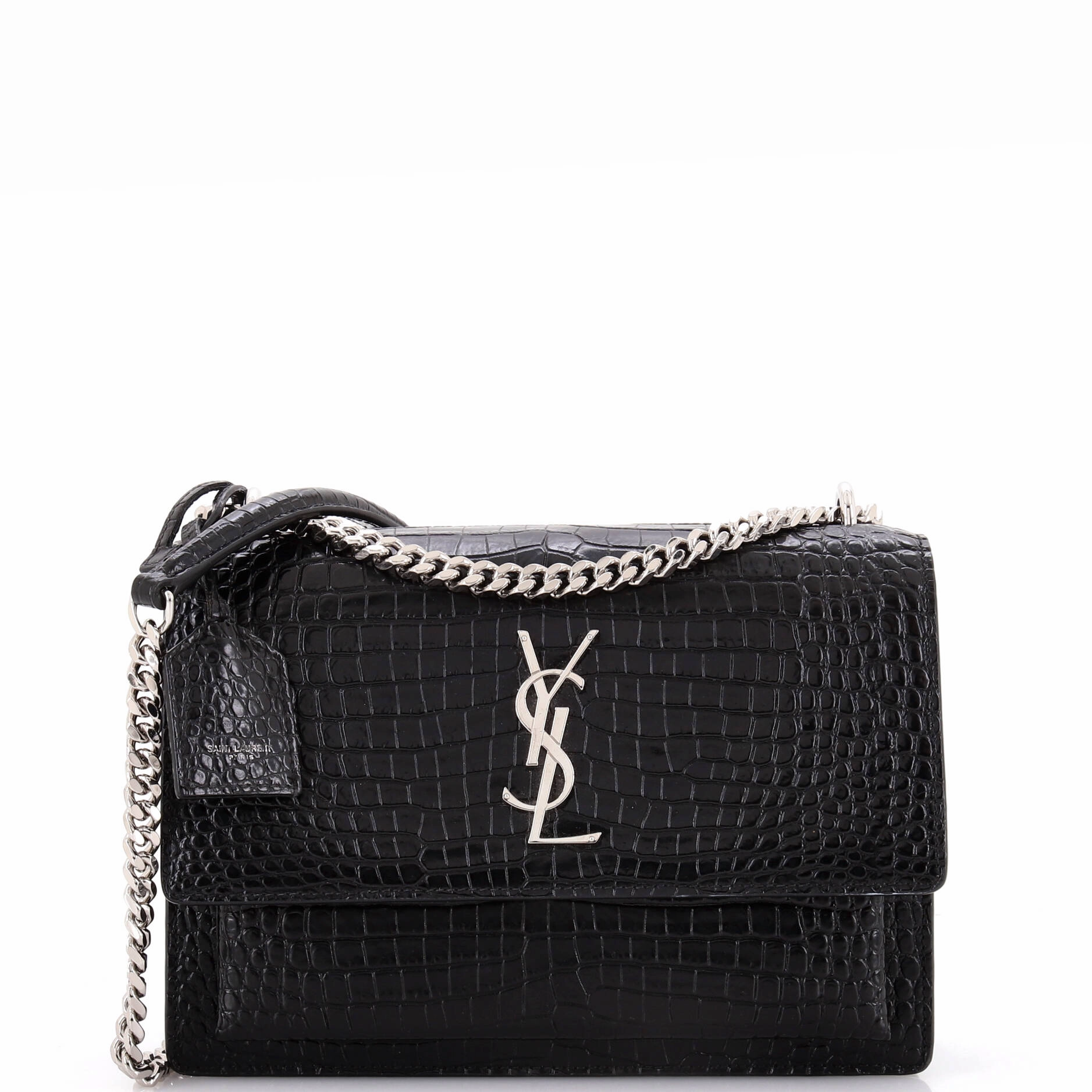 Sunset Crossbody Bag Crocodile Embossed Leather Medium