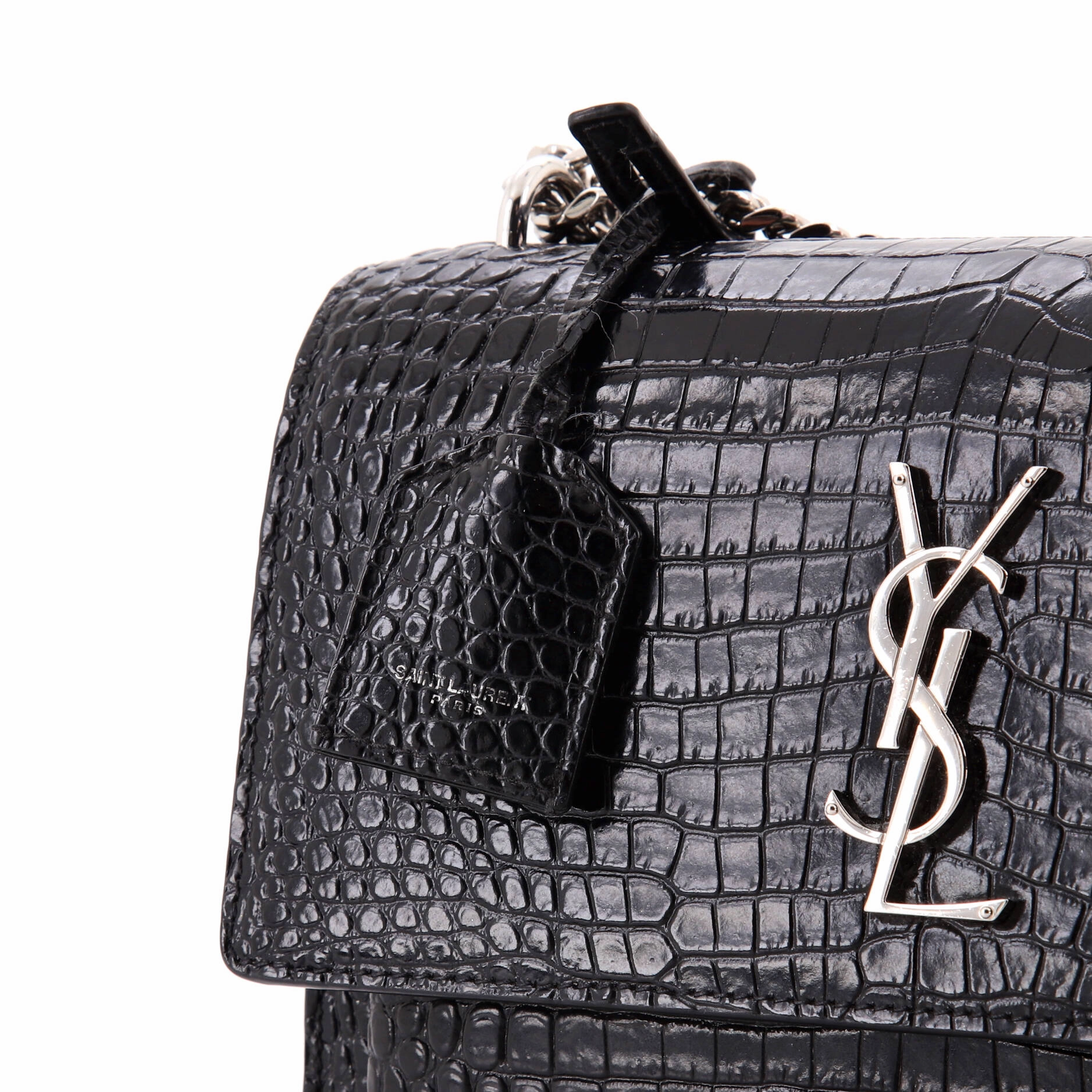 Sunset Crossbody Bag Crocodile Embossed Leather Medium