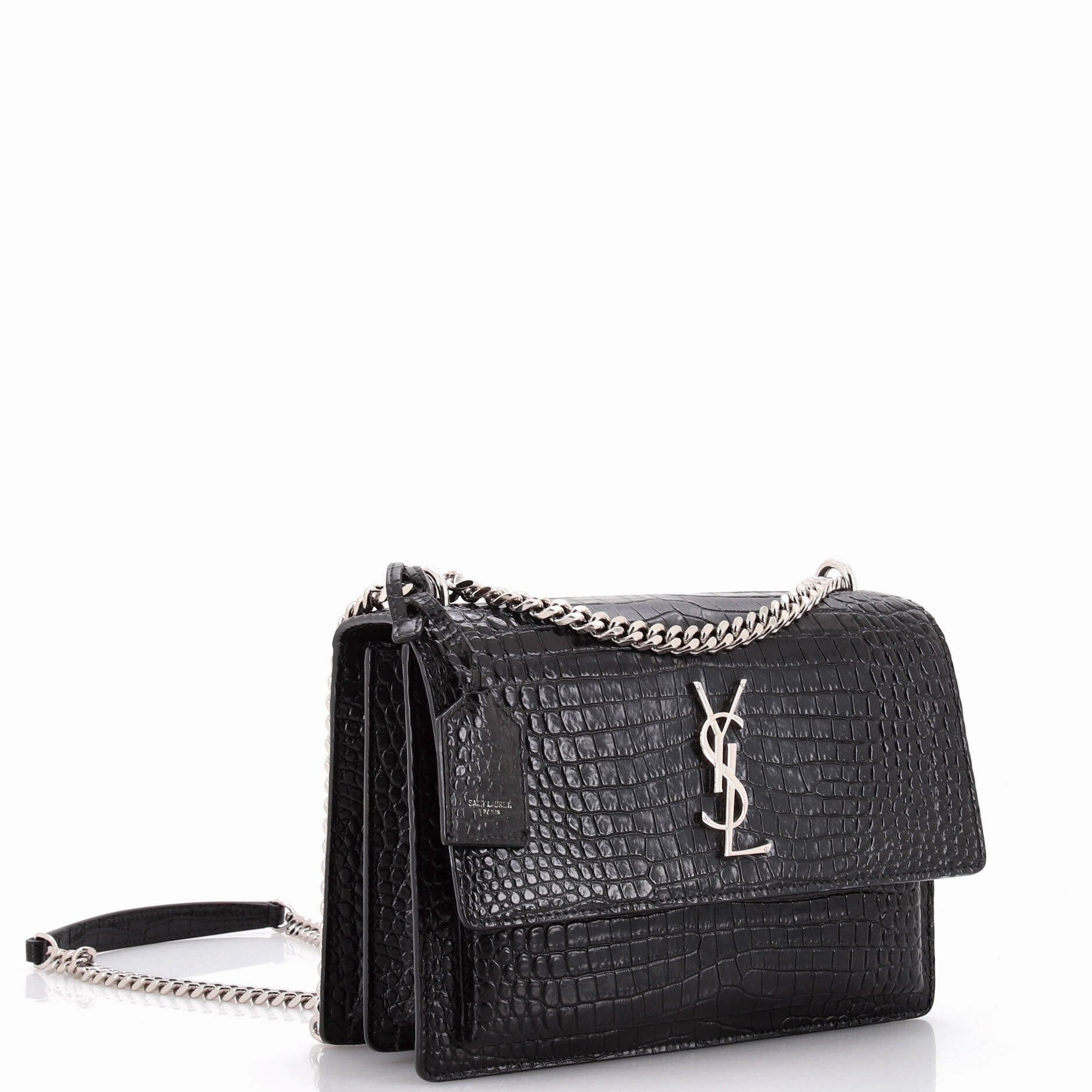 Sunset Crossbody Bag Crocodile Embossed Leather Medium
