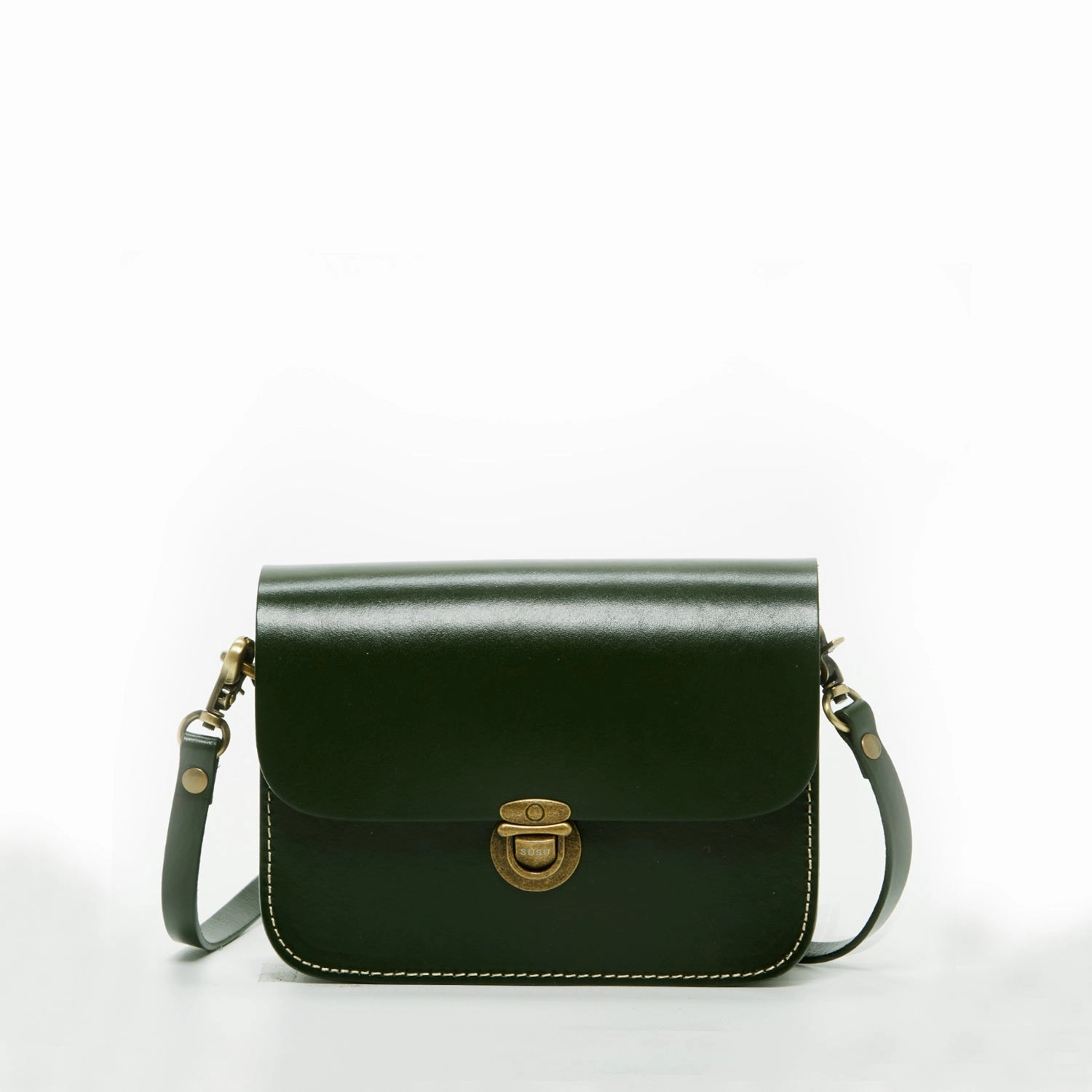 SUSU Nanah Dark Green Leather Shoulder Crossbody Bag