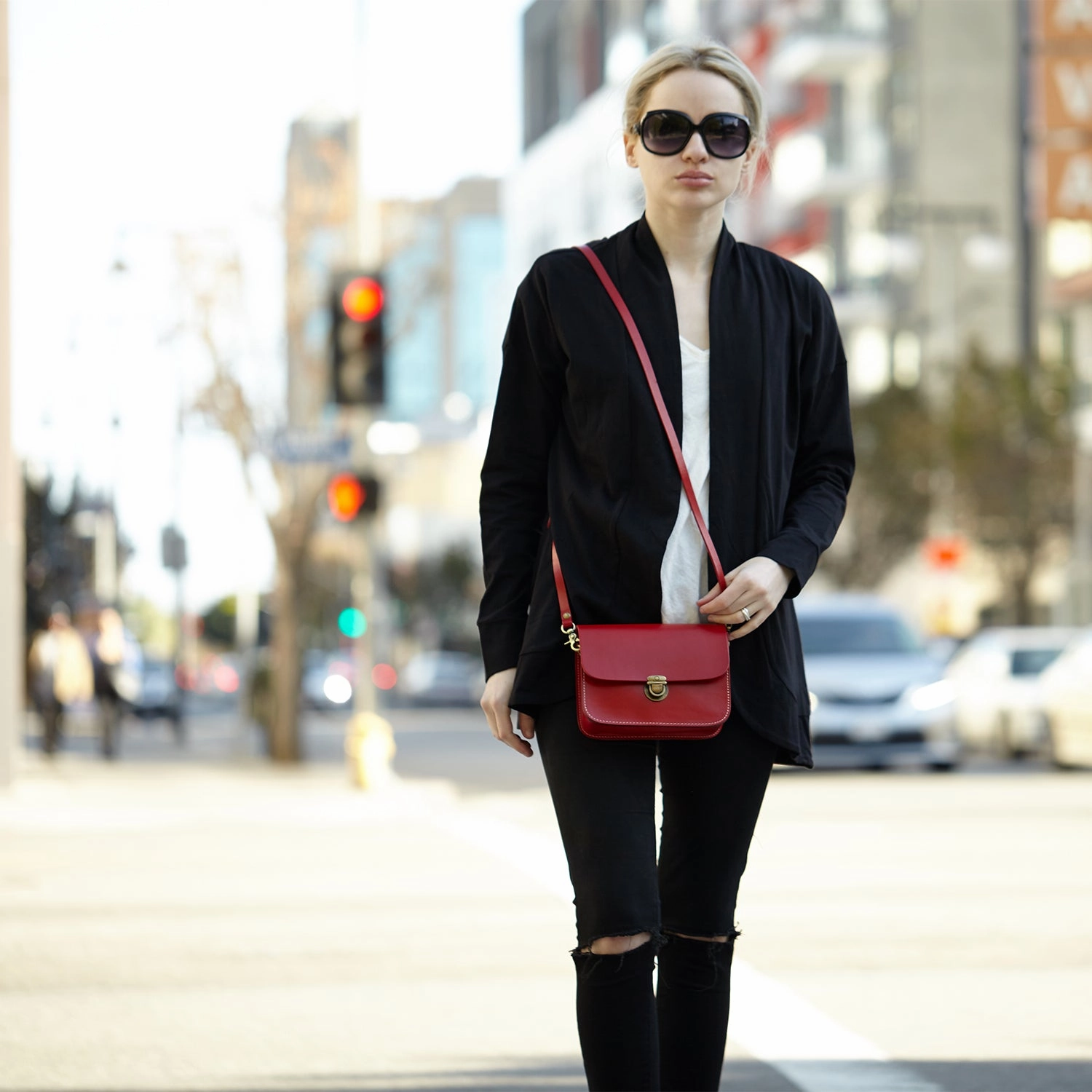 SUSU Nanah Red Leather Crossbody Bag