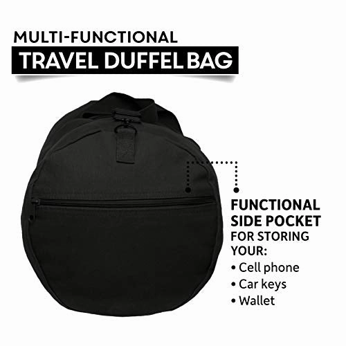 SWAT Team Text Army Sport Heavyweight Canvas Duffel Bag in Black & White, Medium
