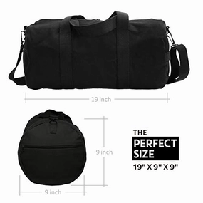 SWAT Team Text Army Sport Heavyweight Canvas Duffel Bag in Black & White, Medium