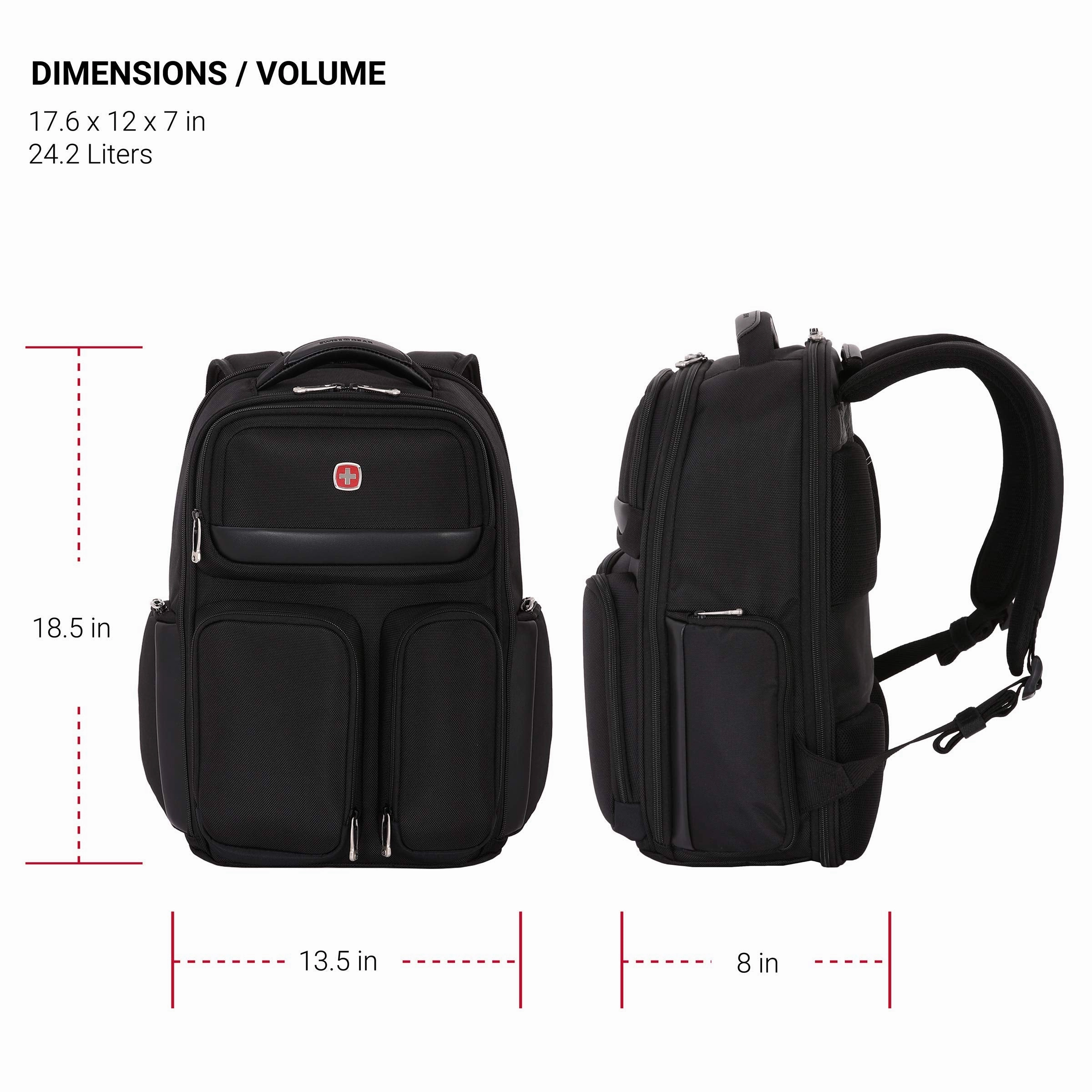 SWISSGEAR Large ScanSmart Utra-Premium 15-inch Laptop Backpack | TSA-Friendly Carry-on | Travel, Work, School | Men's and Women's - Black