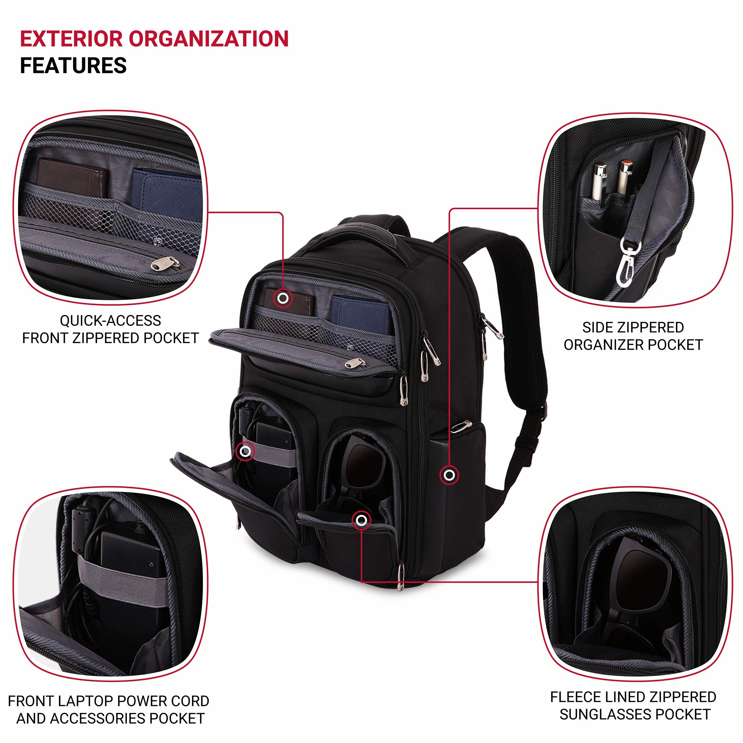 SWISSGEAR Large ScanSmart Utra-Premium 15-inch Laptop Backpack | TSA-Friendly Carry-on | Travel, Work, School | Men's and Women's - Black