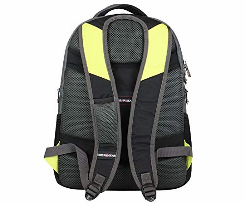 SwissGear THE JUPITER 16 Padded Laptop Backpack/School Travel bag (Steel Grey/Yellow)
