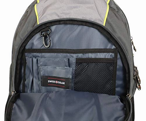 SwissGear THE JUPITER 16 Padded Laptop Backpack/School Travel bag (Steel Grey/Yellow)