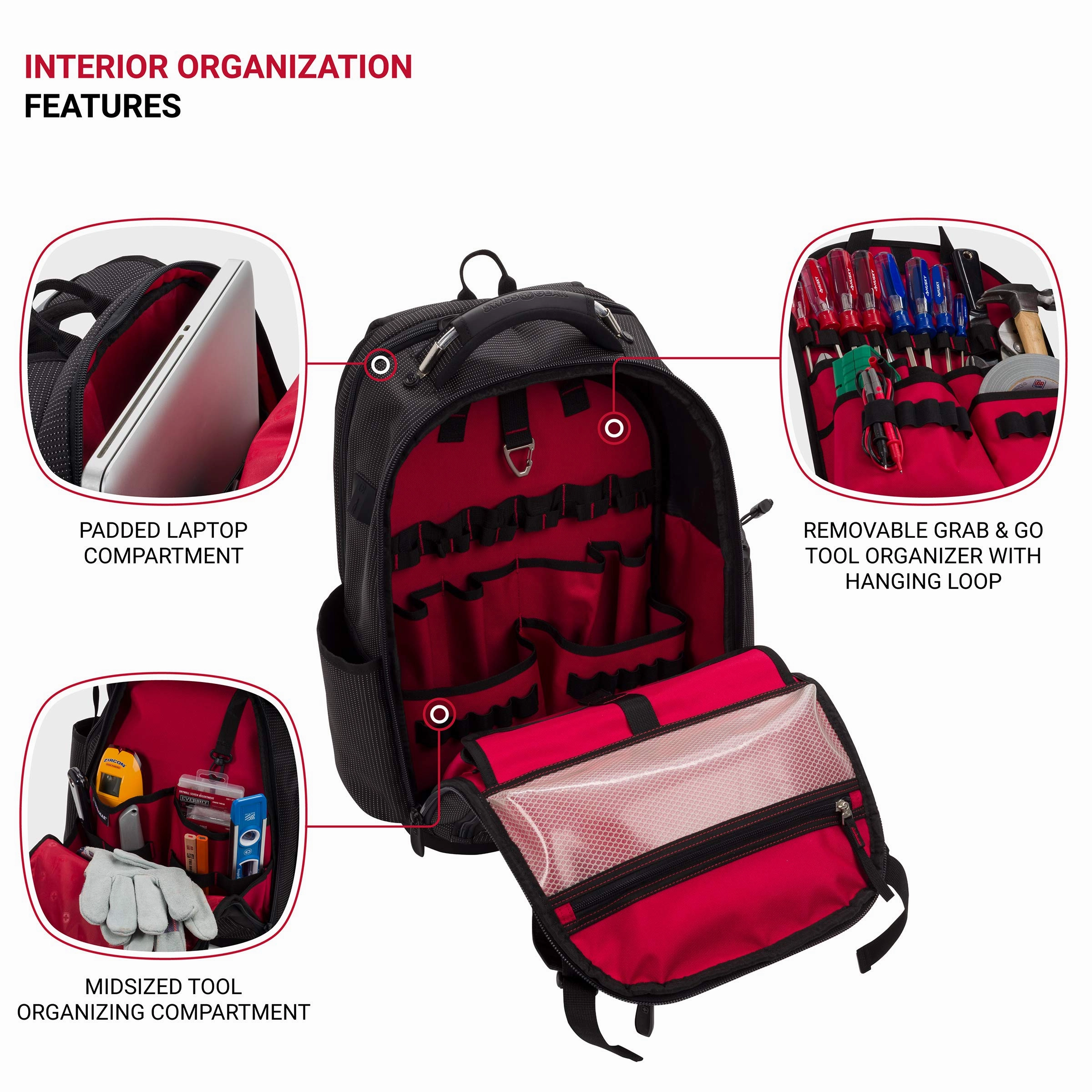 SWISSGEAR Work Pack Pro Ultimate Tool Protection Organization Durable Laptop Backpack with built-in USB port