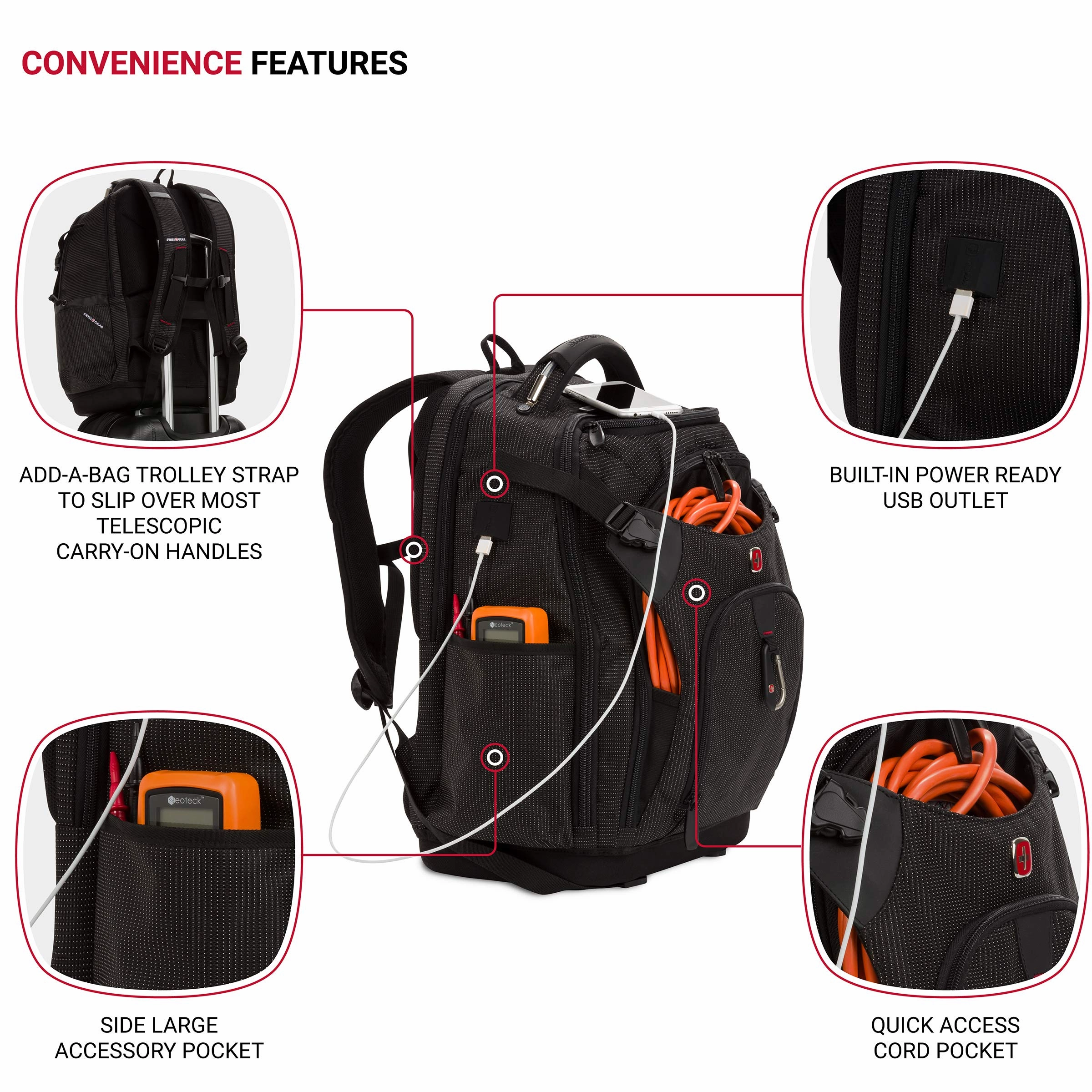SWISSGEAR Work Pack Pro Ultimate Tool Protection Organization Durable Laptop Backpack with built-in USB port