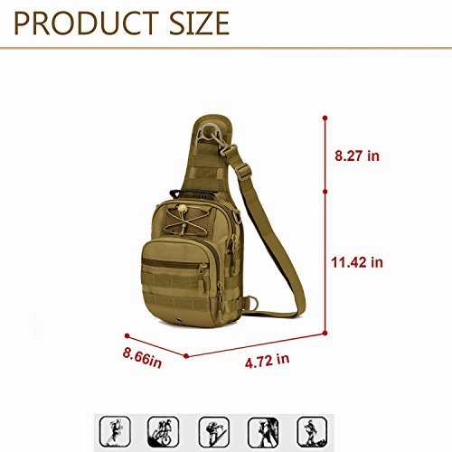 Tactical Military Sling Chest Daypack Laptop Backpack For Hunting, Camping and Trekking (Desert