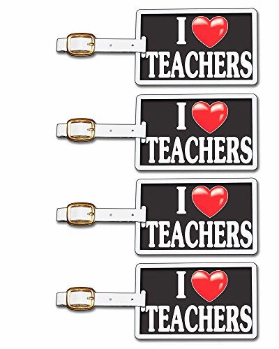 Tag Crazy I Heart Teachers Four Pack, Black/White/Red, One Size