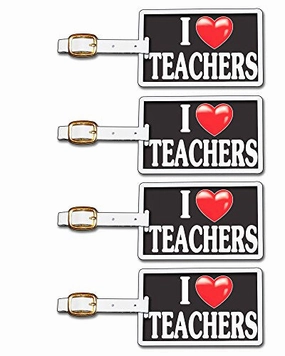 Tag Crazy I Heart Teachers Four Pack, Black/White/Red, One Size