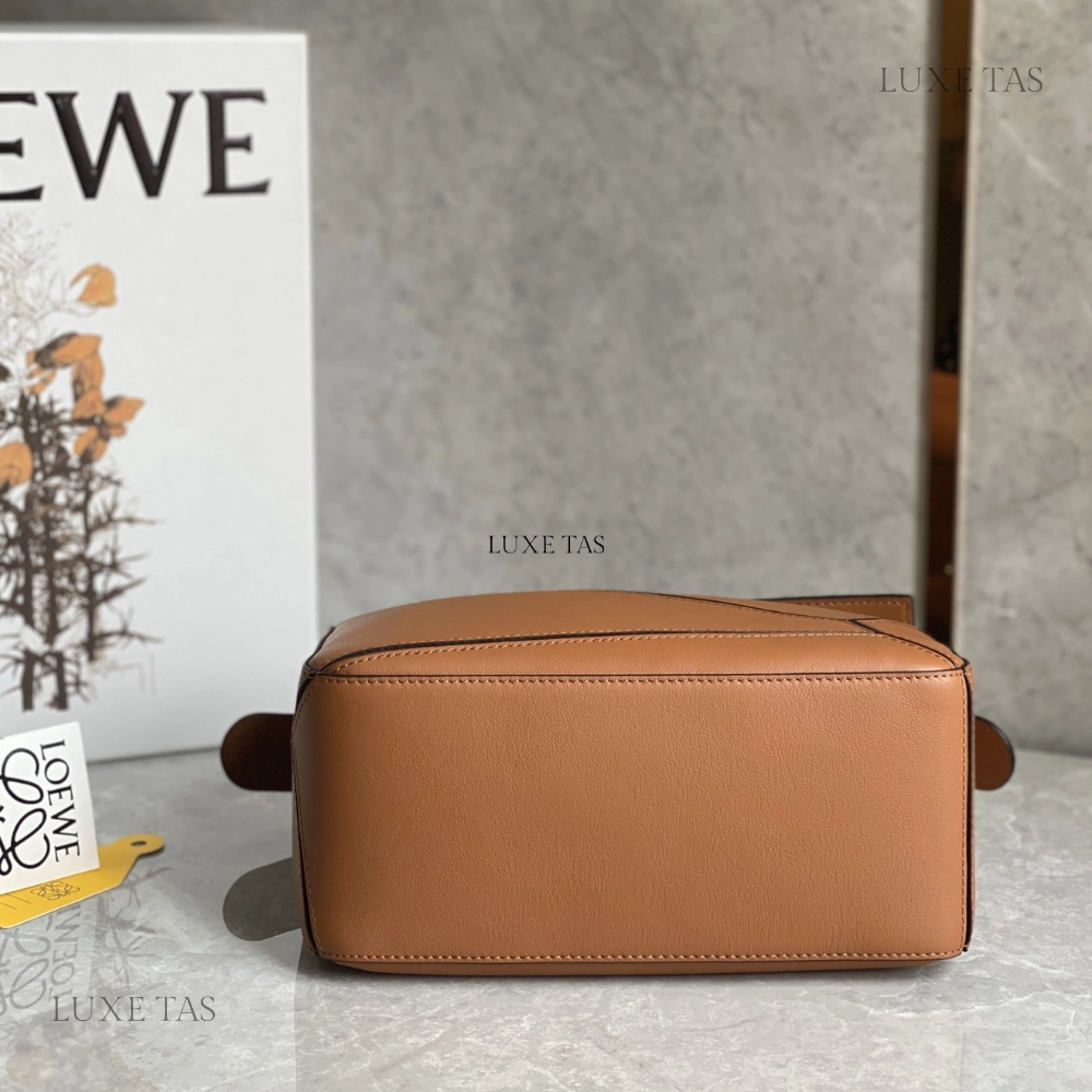 Tan Small Puzzle Bag in Classic Calfskin Leather Crossbody Bag for Women