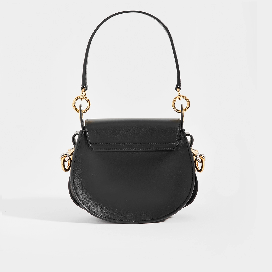 Tess Small Crossbody Bag in Black Leather and Suede