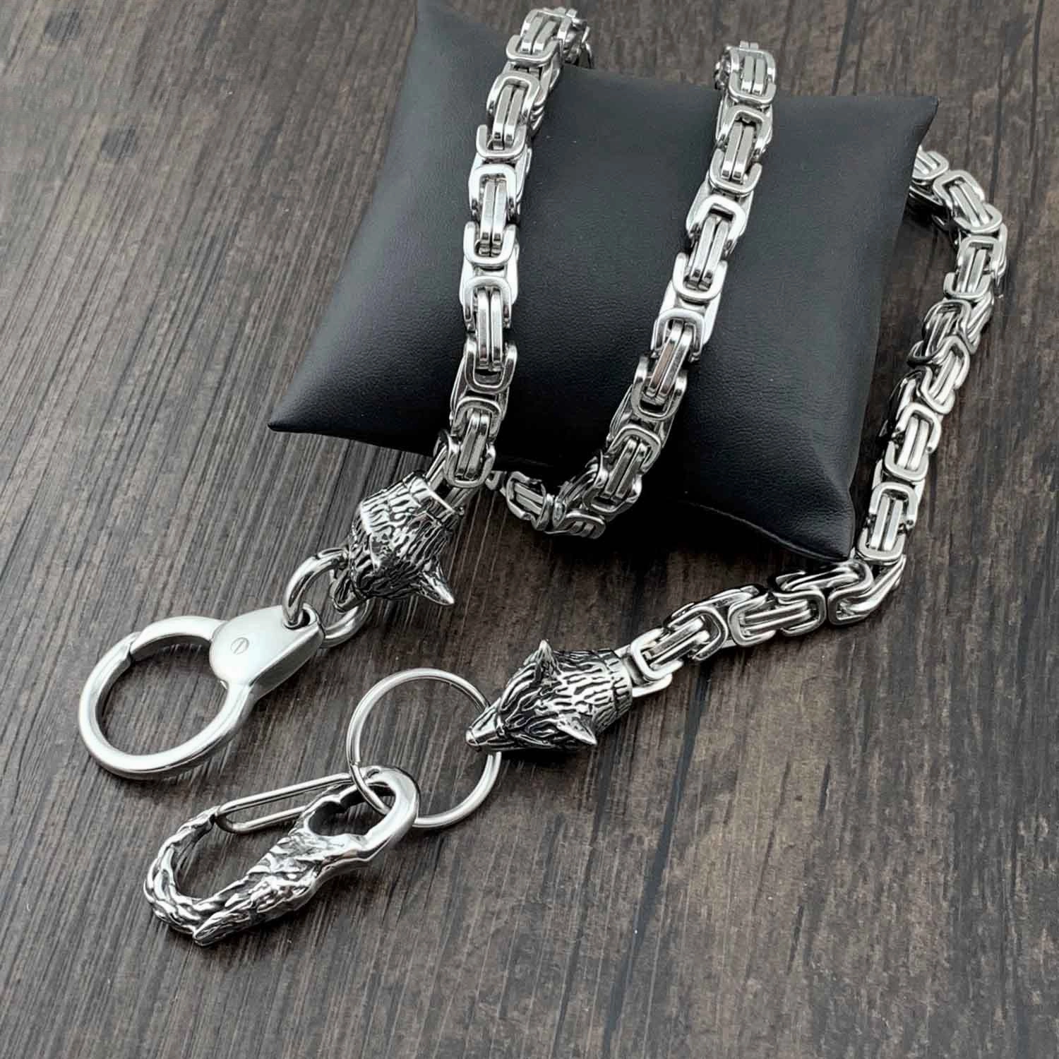 Tiger Head Stainless Steel Heavy STAINLESS STEEL Pants Chain Wallet Chain Double Chain For Men