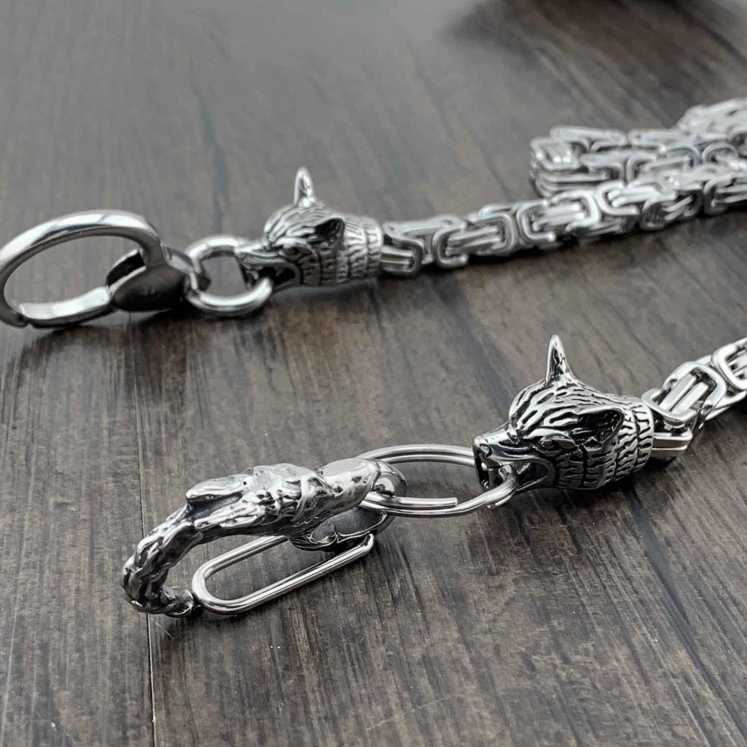 Tiger Head Stainless Steel Heavy STAINLESS STEEL Pants Chain Wallet Chain Double Chain For Men