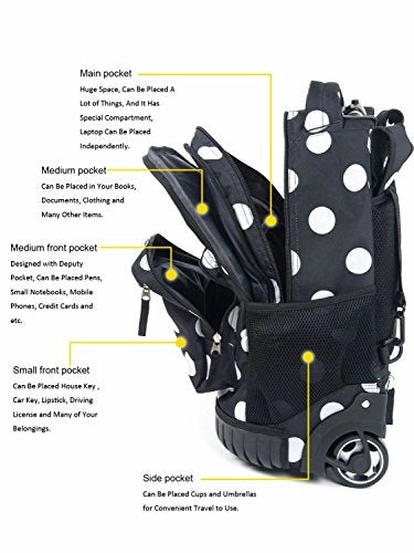 Tilami New Antifouling Design 18 Inch Human Engineering Design Laptop Wheeled Rolling Backpack