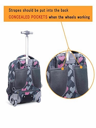 Tilami Rolling Backpack Armor Luggage School Travel Book Laptop 18 Inch Multifunction Wheeled