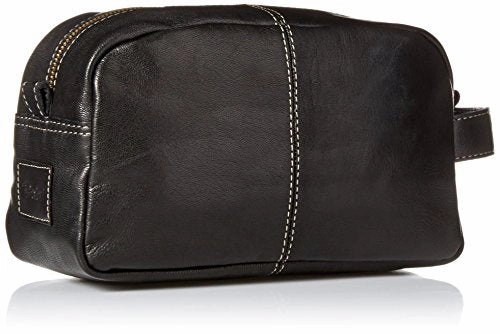 Timberland Men'S Rugged Wash Leather Travel Kit, Black