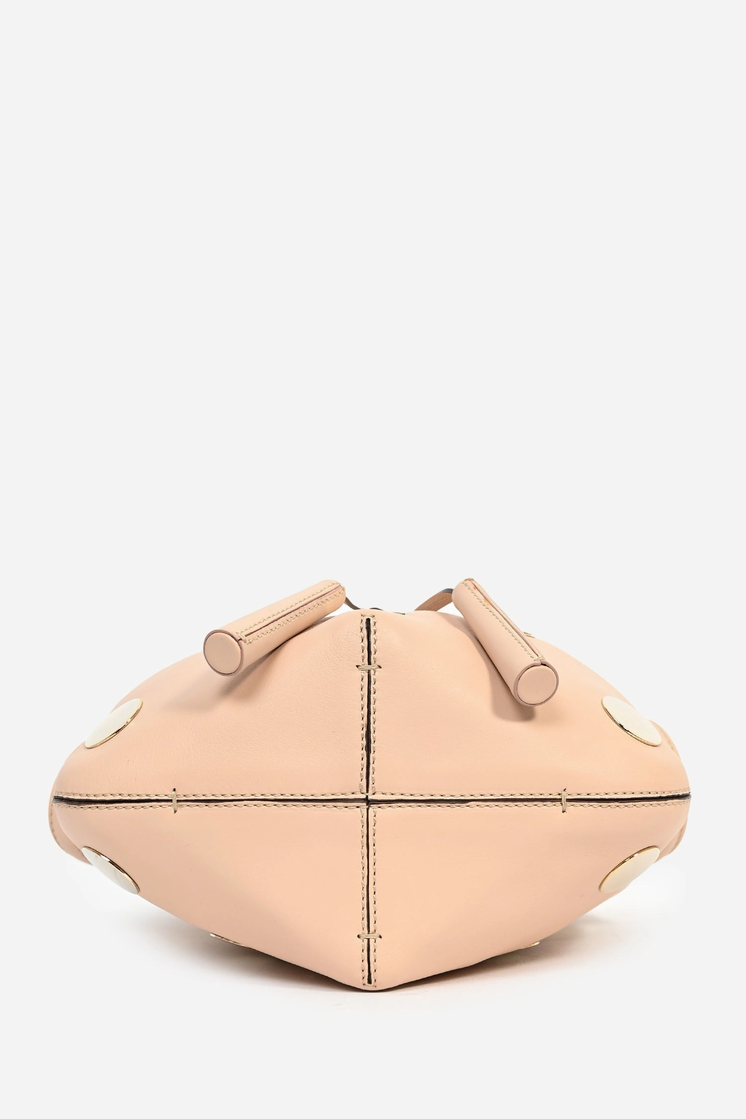 Tod\'s Light Pink Leather Gold Studded 'Secchiello' Bucket Bag with Strap